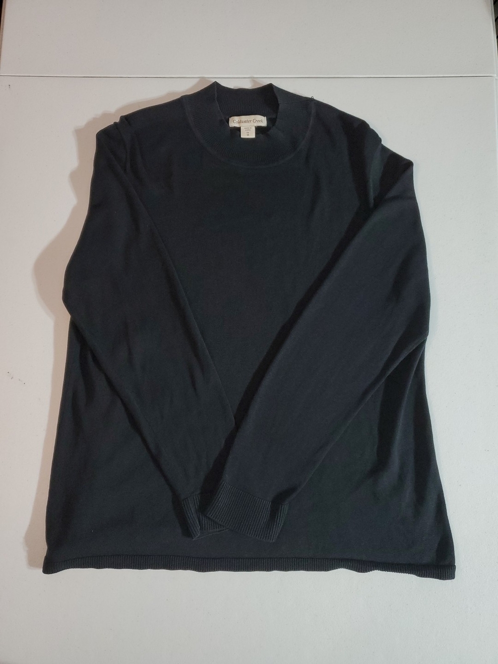 Womens 1x (18) Gothic Silk-Cotton Blend Crewneck Sweater - Black